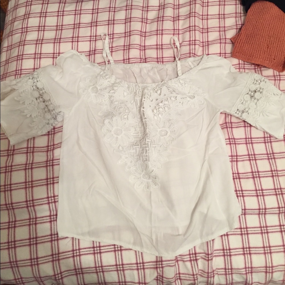 Off the shoulder white top
