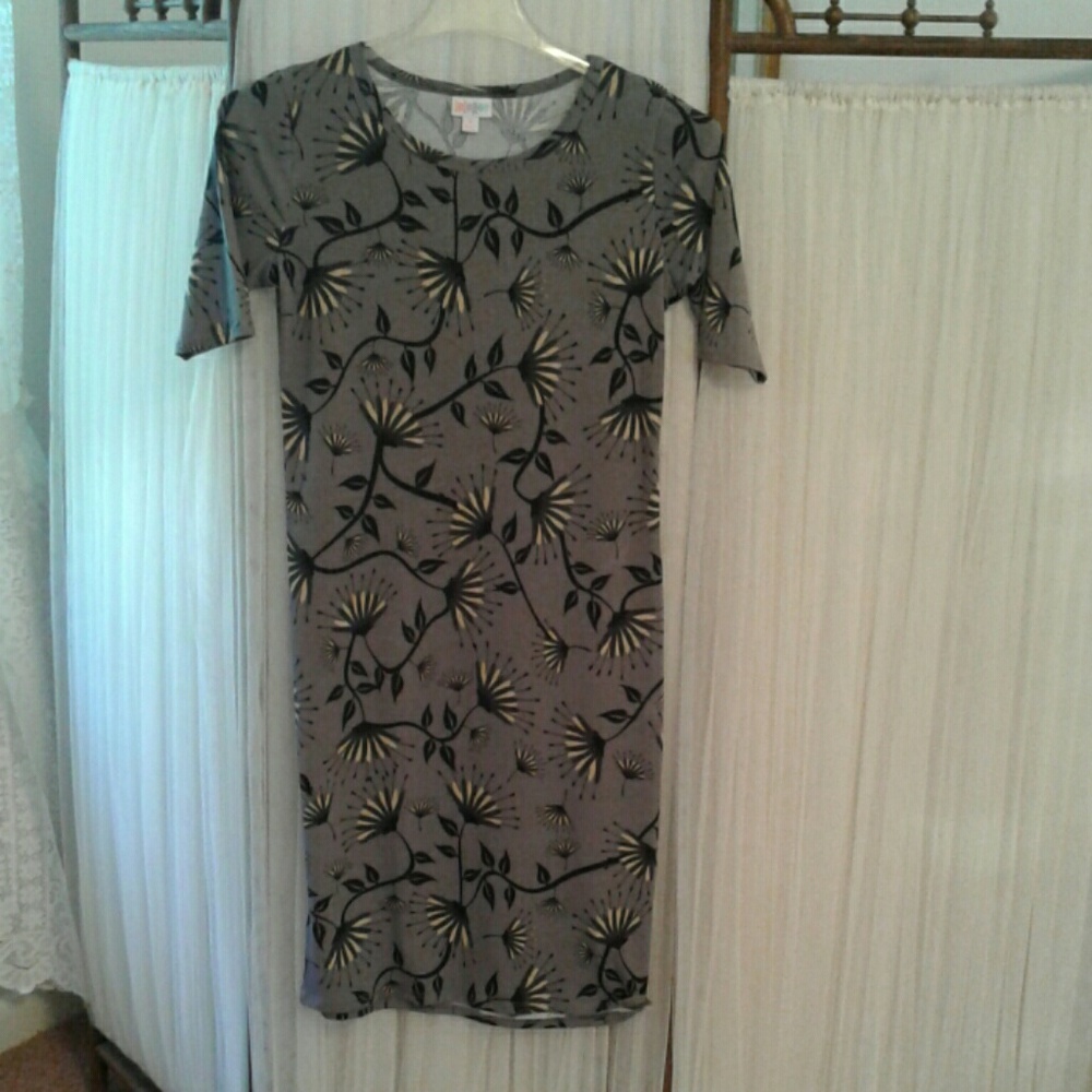 Small gray floral lularoe Julia dress