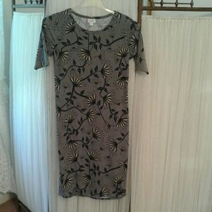 Small gray floral lularoe Julia dress