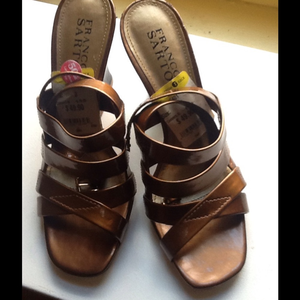 Bronze Strappy Wedge Sandles