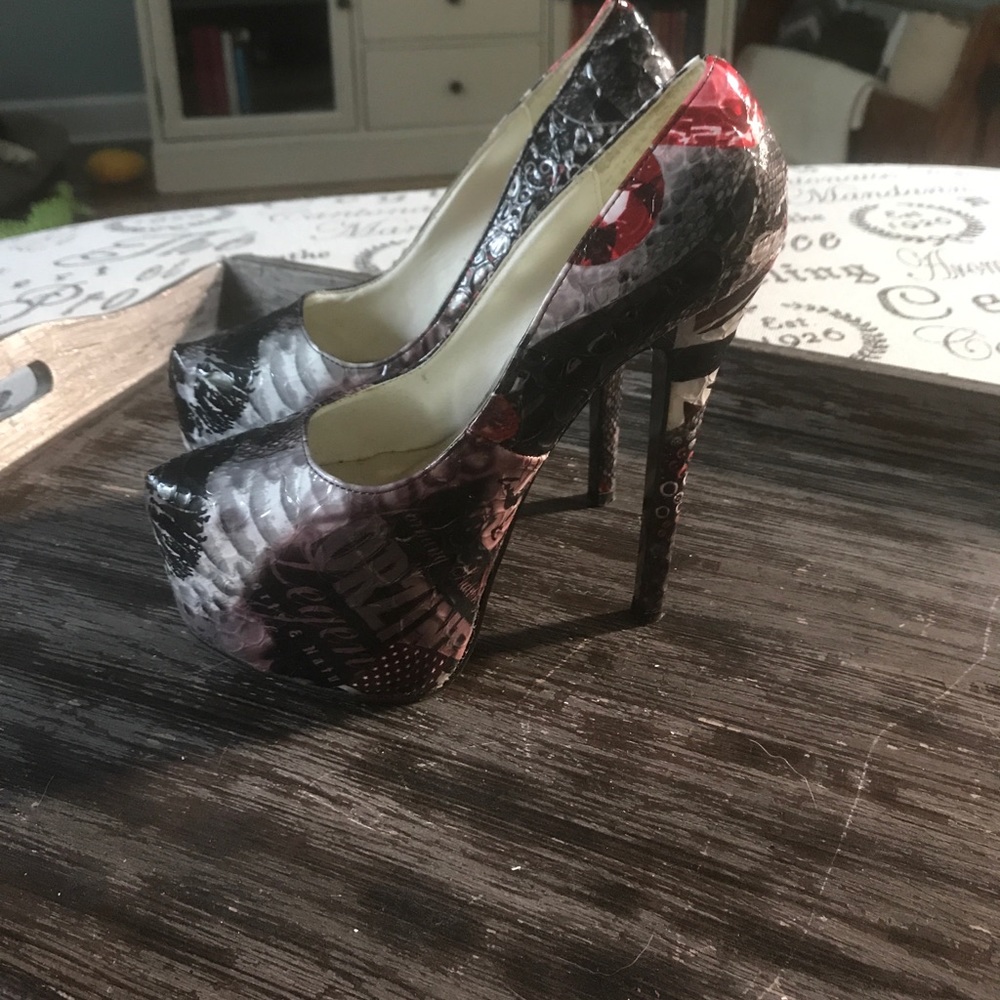 Multi colored stiletto platform heels