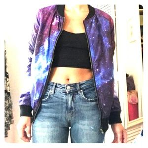 Galaxy print bomber jacket