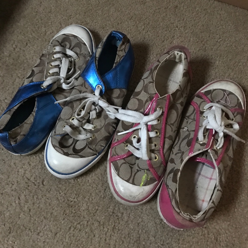 Two Pairs of Worn Coach Sneakers