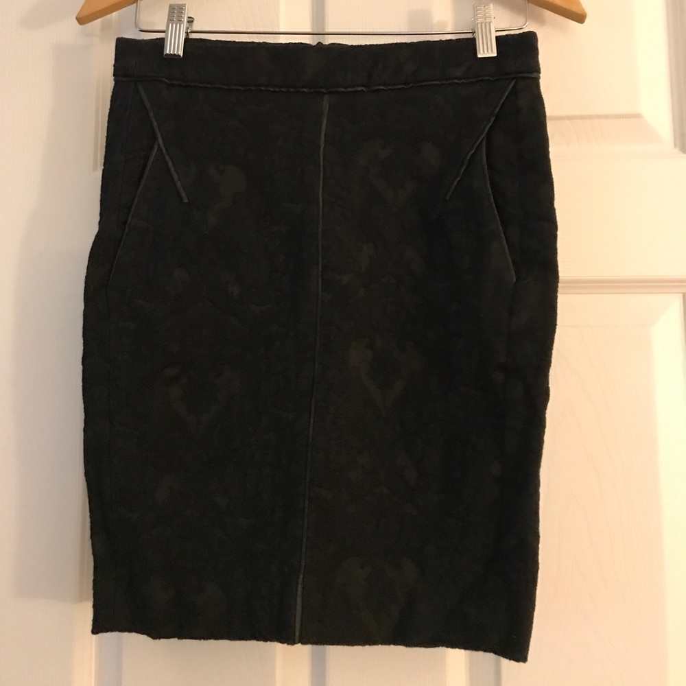 Zara Black Brocade Pencil Skirt