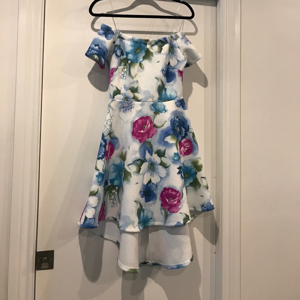 Scuba off shoulder floral dress