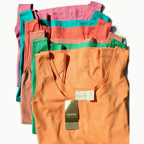 💕NWT💕CHICO'S SUNRISE ORANGE MICROFIBER TOPS - Picture 2 of 5