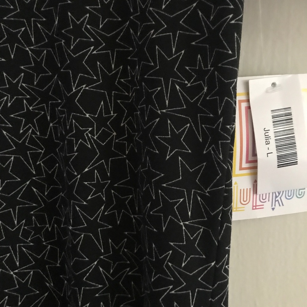 Lula roe Julia black dress with silver stars