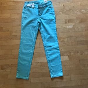 Talbots, aqua  straight leg jeans, NWT.