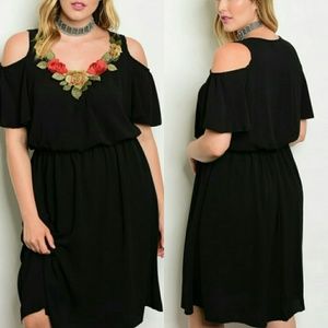 Black Cold Shoulder Plus Size Dress