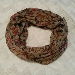 Taupe Infinity Scarf with Paisley Print
