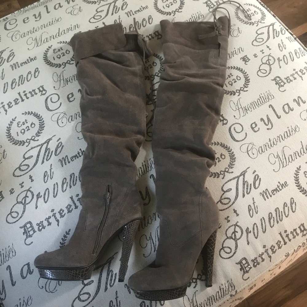Thigh high suede boots