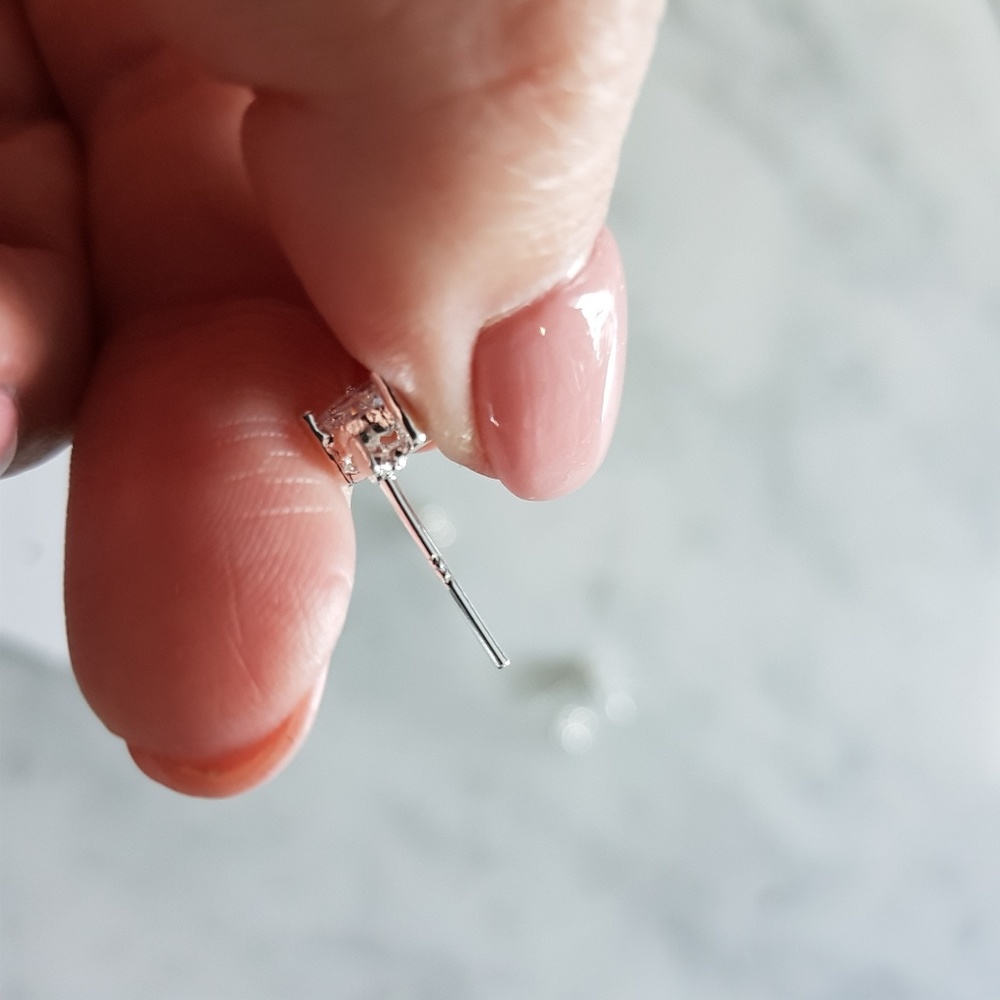 New Emerald Cut CZ Earring Studs - Picture 5 of 5