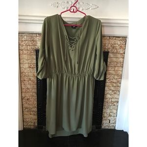 Target Olive Green Lace Up Dress
