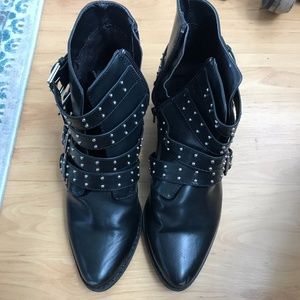 Studded Buckled Ankle Booties