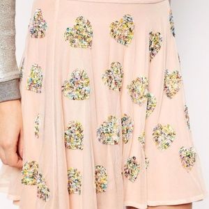 Asos Heart Embellished Skater Skirt
