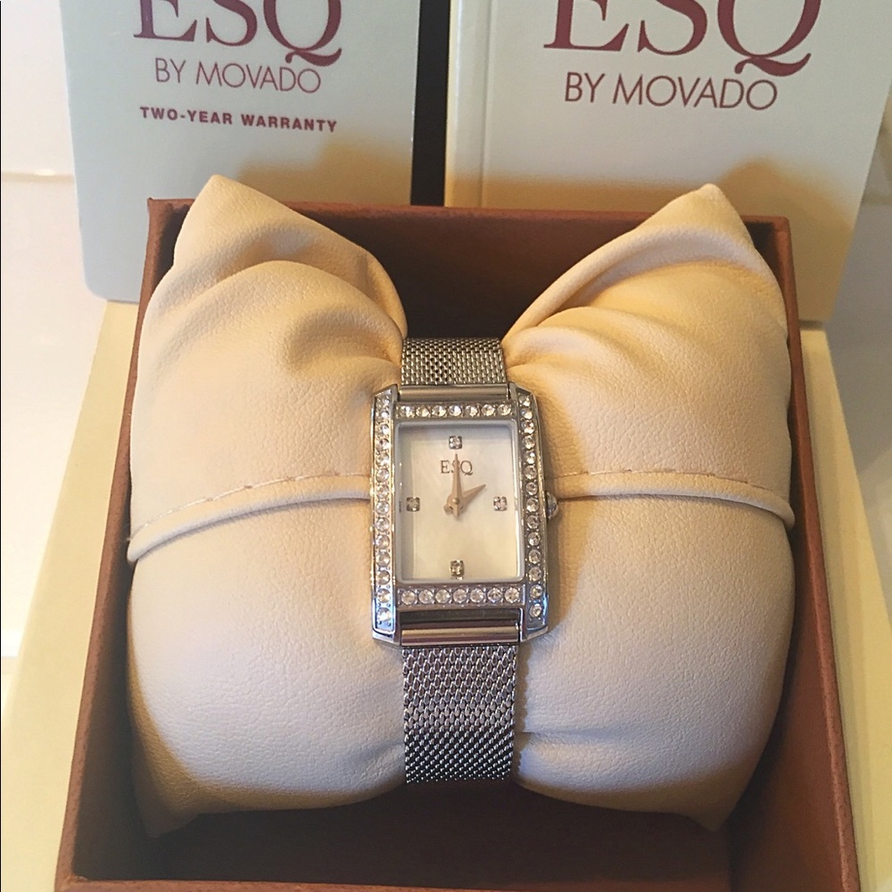 Classy ESQ Movado silver with diamonds