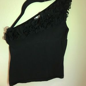 Black one shoulder top.