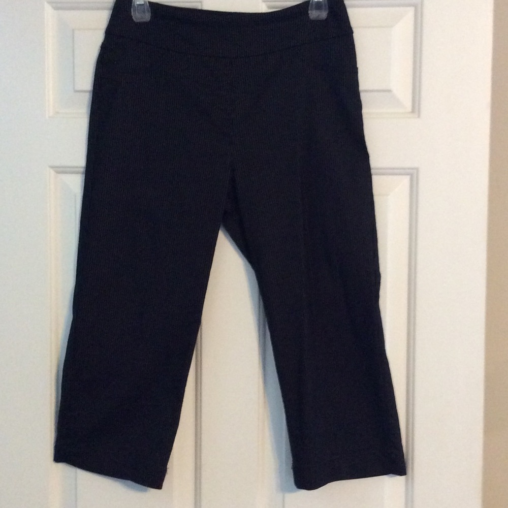 Navy pinstriped Capri pants