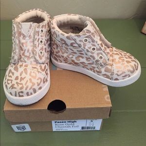 Toms Paseo Rose Gold Cheetah Foil High Tops