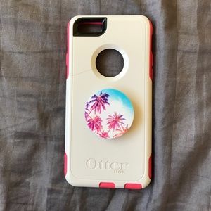Otter box pink case with pop socket iphone6