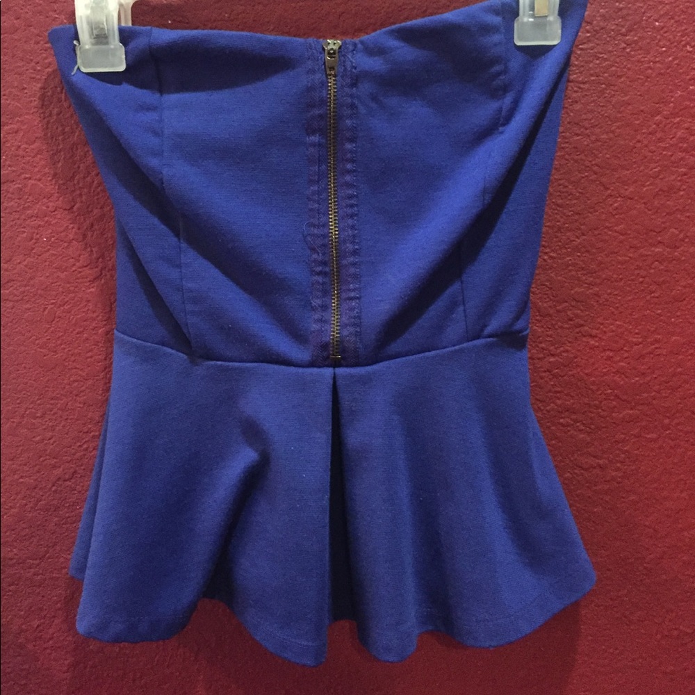 Blue Strapless Top