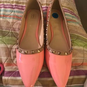 Pink flats with gold studs