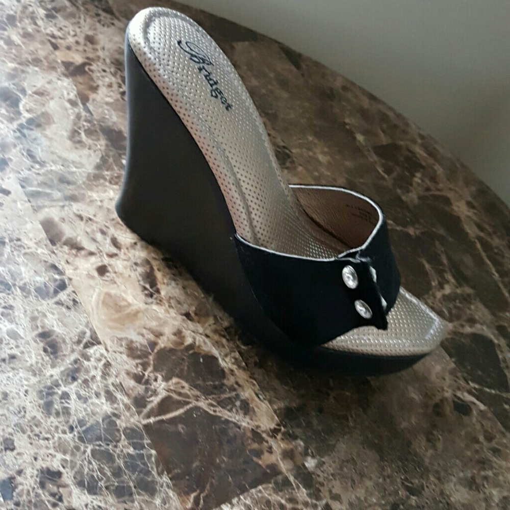 Black Pony Hair Wedges