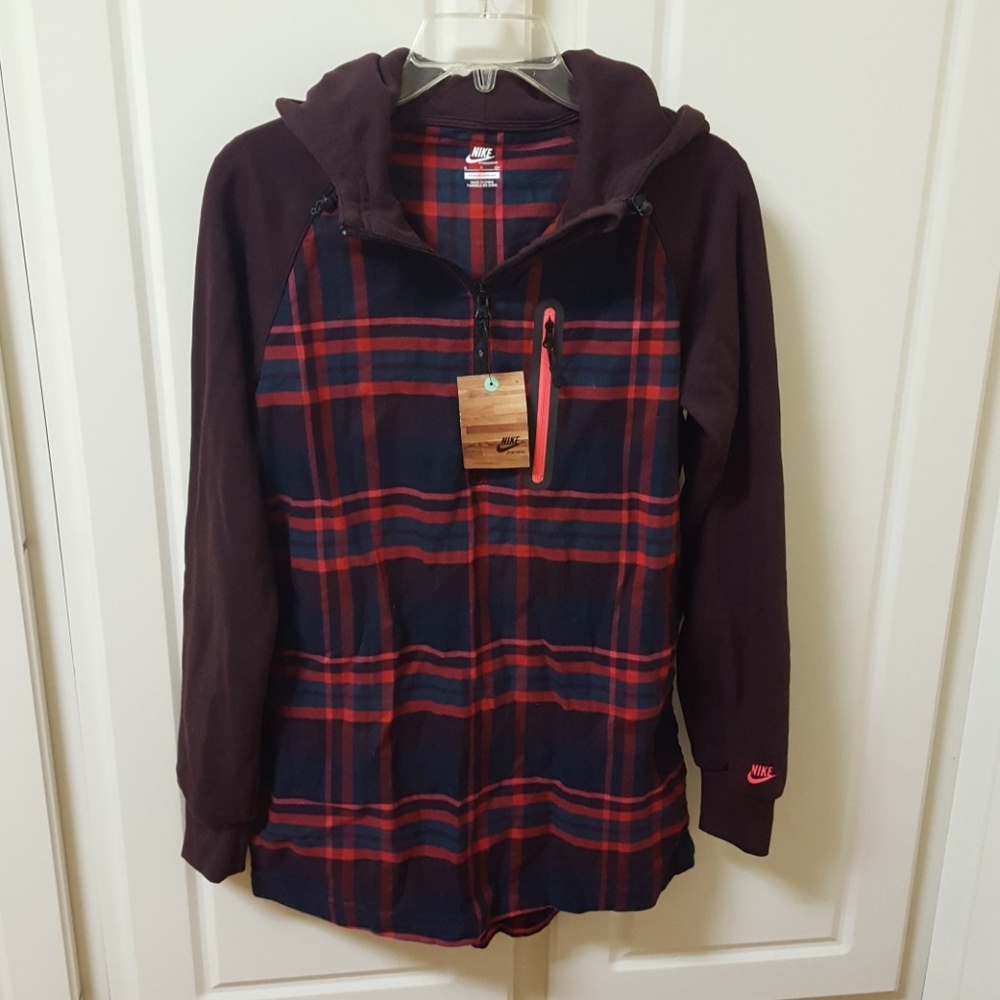 NWT NIKE Sportswear Mid-zip Hooded Pullover