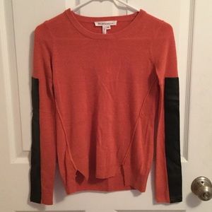BCBG Coral Sweater with Leather Accent