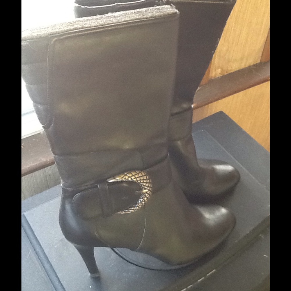 Sold - Black Stelitto Boots with Buckle.