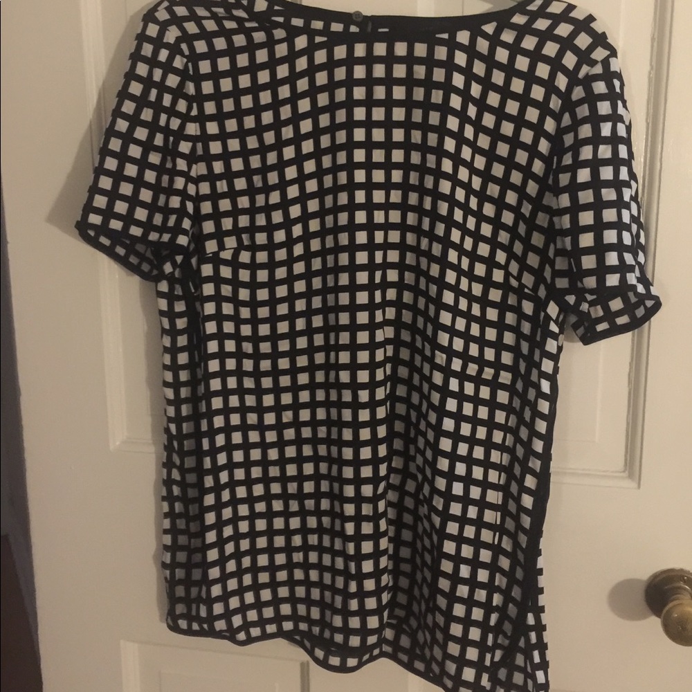 J Crew. Black and white check blouse