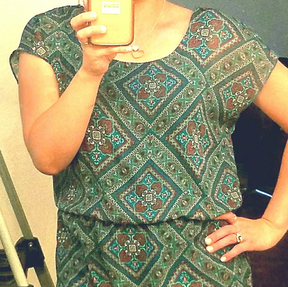 City Triangles Mini Dress Medium Teal Green