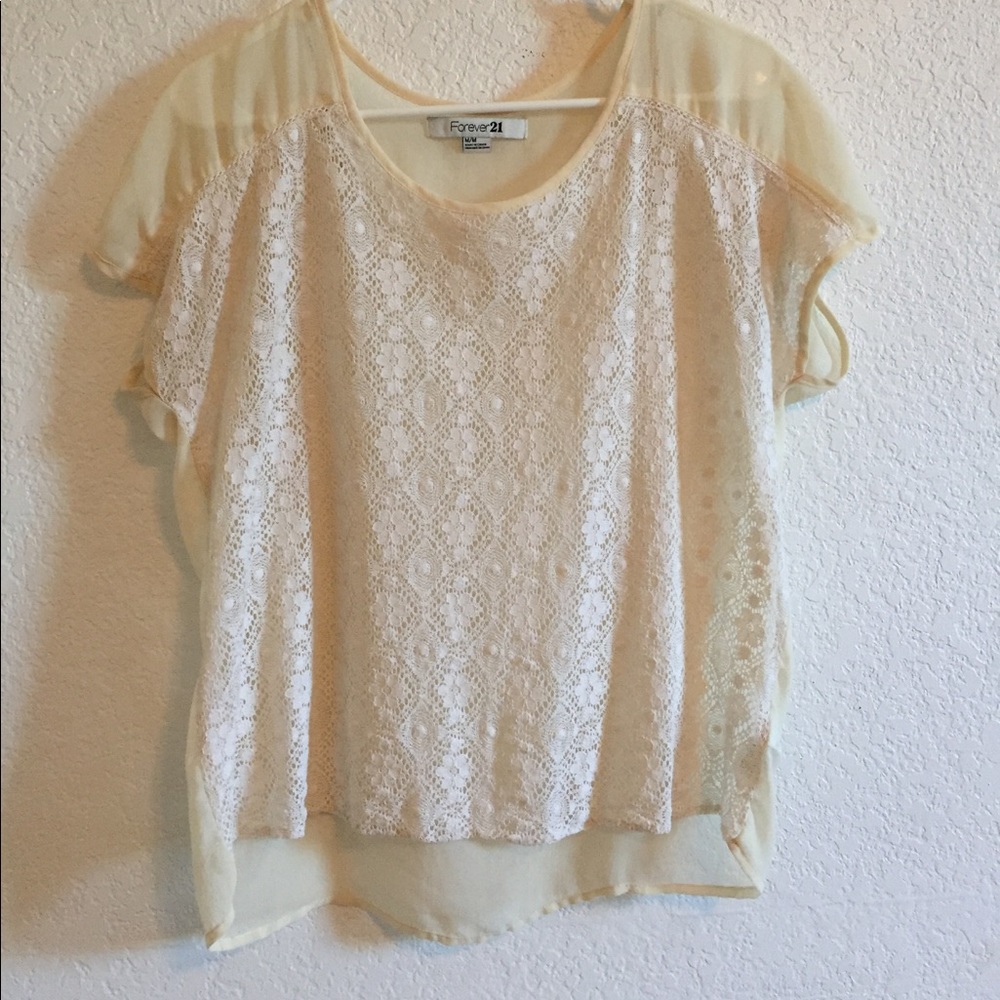 Sheer lace top in ivory