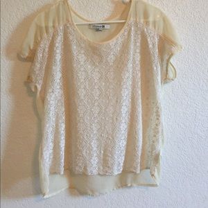 Sheer lace top in ivory