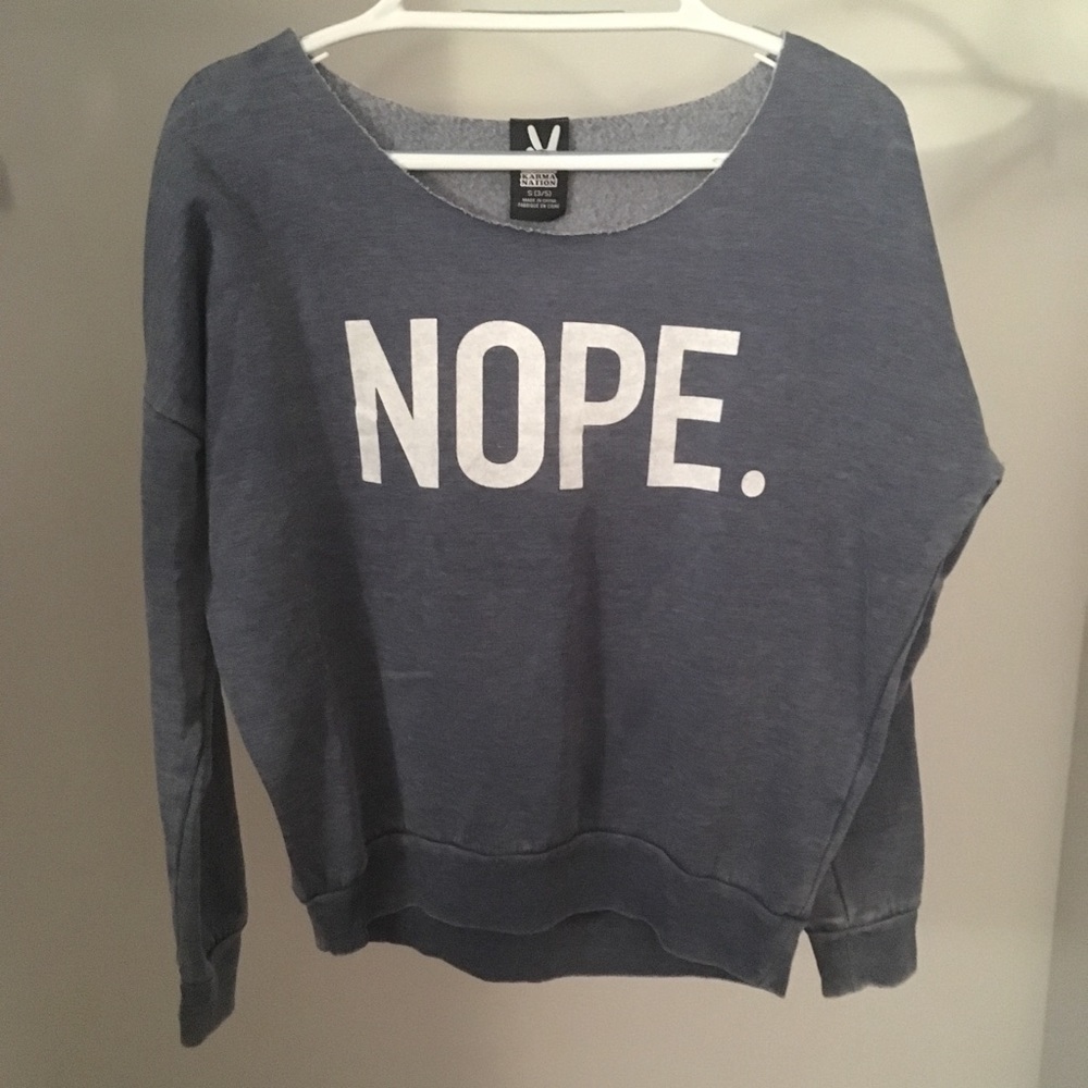 "Nope" Graphic Print Sweatshirt
