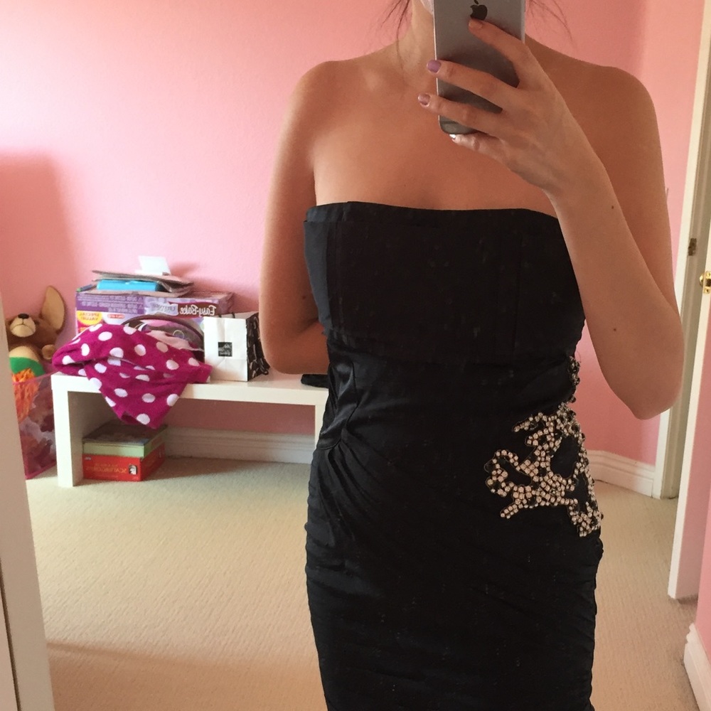 Alice + Olivia Strapless Dress /w Crystal Details