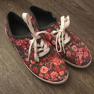 Vans-Style Floral Sneakers