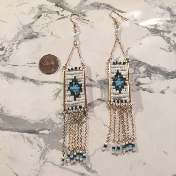 Boho ๐๐ Long Dangle Earrings with beading - Picture 4 of 4