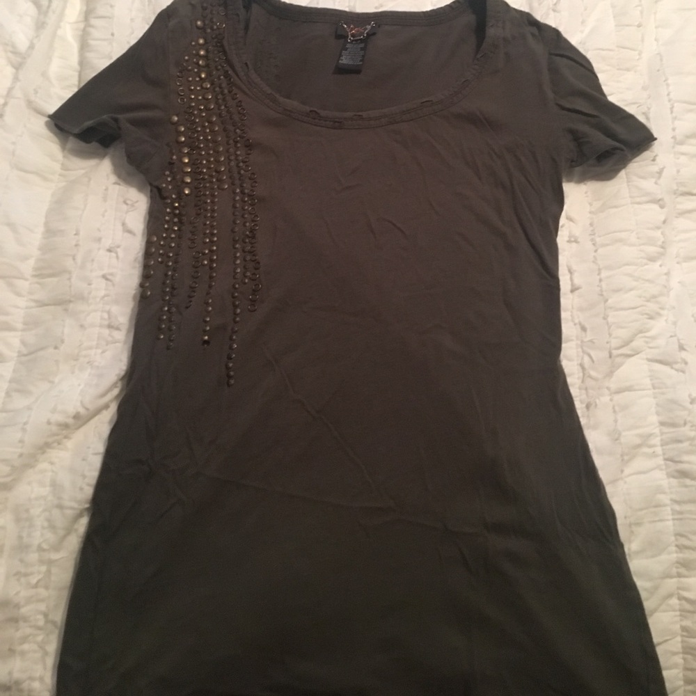 100%cotton olive green tee- rocker style