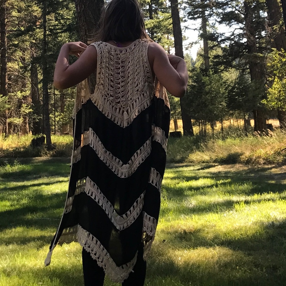 Black Striped Shawl/Coverup