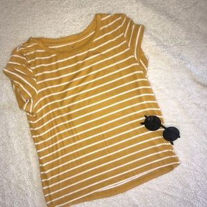 mustard yellow striped american eagle tshirt