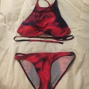 Hot pink and purple bikini