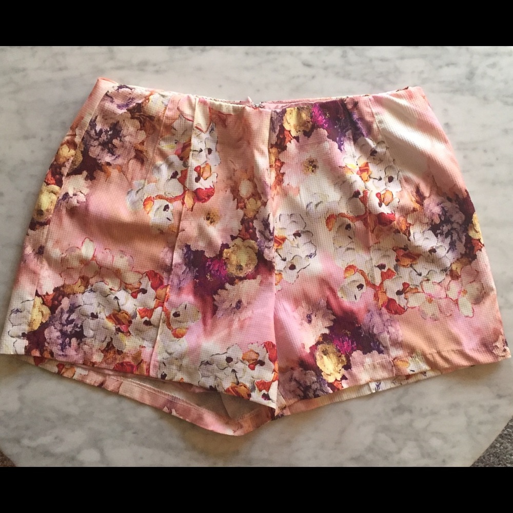 Floral silk shorts