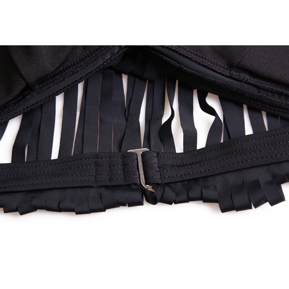 New Black Boho Festival Fringe Bikini Set - Picture 6 of 6