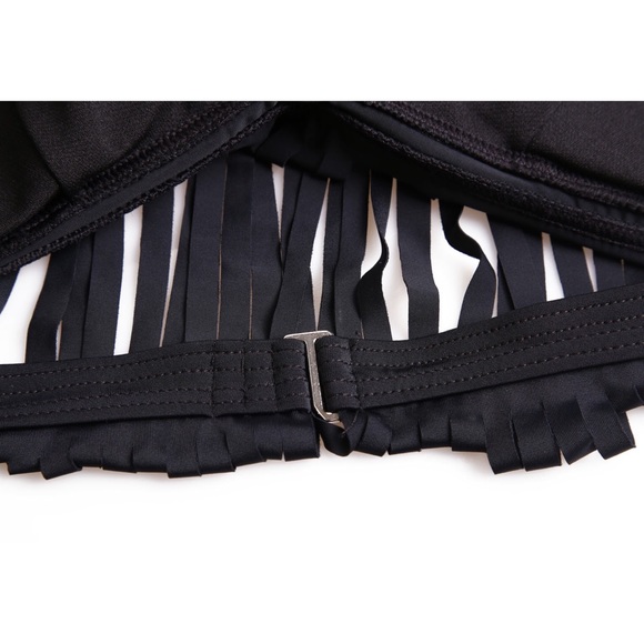 New Black Boho Festival Fringe Bikini Set - Picture 6 of 6