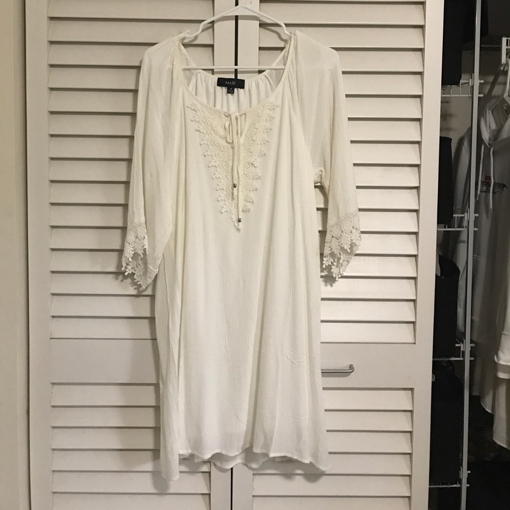 White boho long sleeve dress