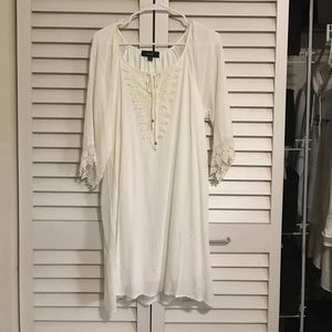 White boho long sleeve dress