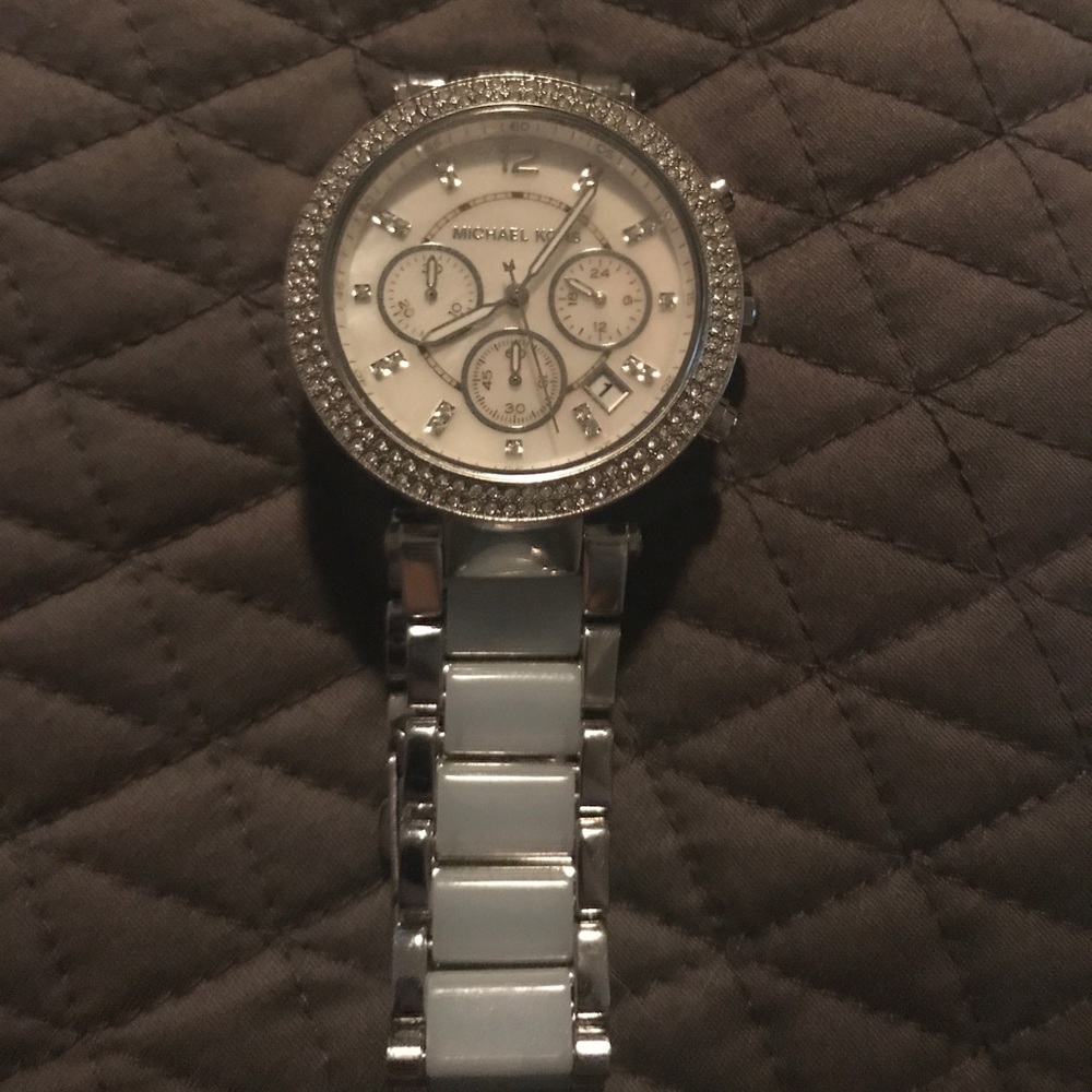 Michael Kors Parker Watch- silver and light blue