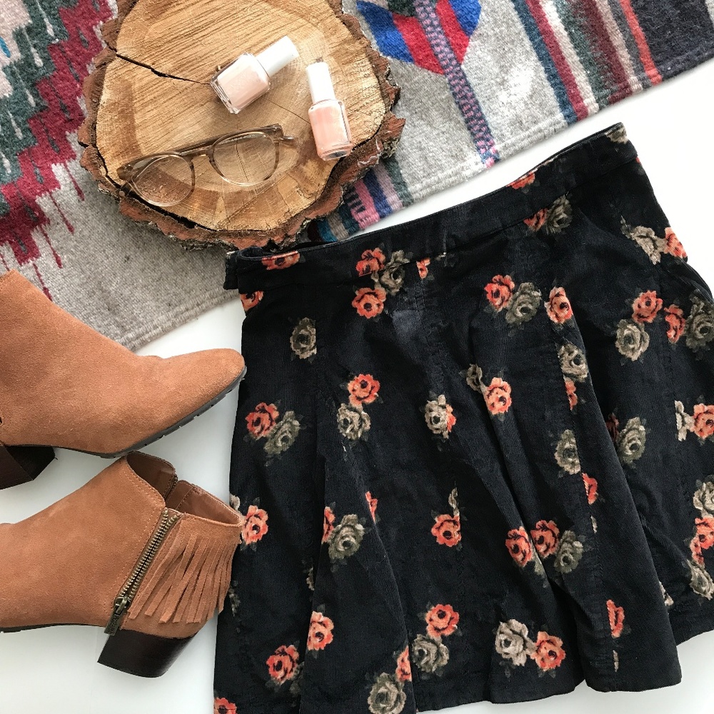 FREE PEOPLE • Good Day Sunshine Printed Cord Skirt