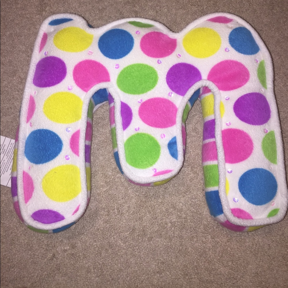 Justice M poka dot and striped pillow